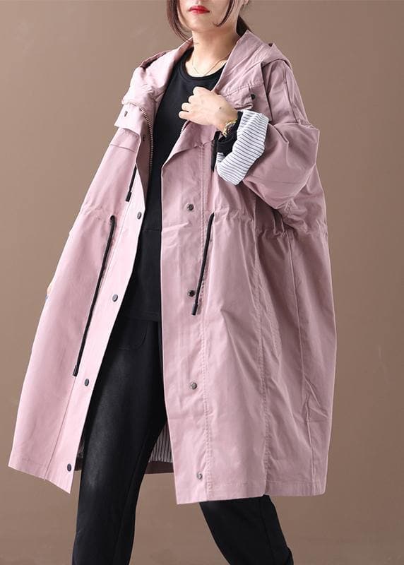Elegant pink Fashion clothes hooded drawstring pockets outwear WG-TCT191018