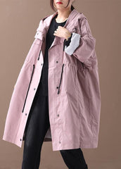 Elegant pink Fashion clothes hooded drawstring pockets outwear WG-TCT191018