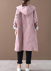 Elegant pink Fashion clothes hooded drawstring pockets outwear WG-TCT191018