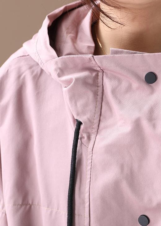 Elegant pink Fashion clothes hooded drawstring pockets outwear WG-TCT191018
