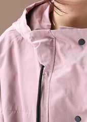 Elegant pink Fashion clothes hooded drawstring pockets outwear WG-TCT191018