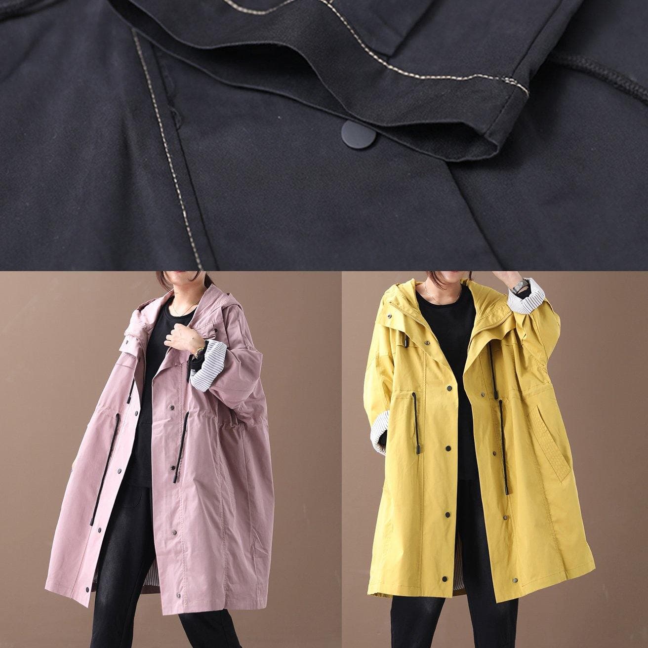 Elegant pink Fashion clothes hooded drawstring pockets outwear WG-TCT191018