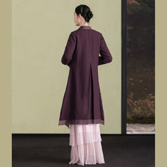 Elegant purple wool overcoat Loose fitting embroidery Winter coat patchwork jacket TCT181116