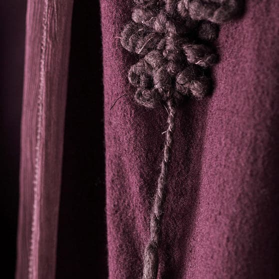 Elegant purple wool overcoat Loose fitting embroidery Winter coat patchwork jacket TCT181116
