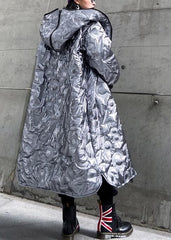 Elegant silver outwear trendy plus size snow hooded zippered winter outwear AT-DJK201105