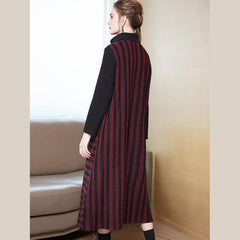 Fashion 2018 New High Neck Striped A Line Maxi Dresses For Women FDL181127