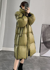 Fashion Army Green Hooded Zippered Patchwork Duck Down Canada Goose Coats Winter GK-DJK220830