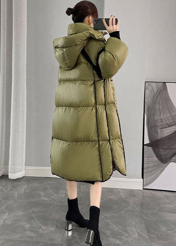 Fashion Army Green Hooded Zippered Patchwork Duck Down Canada Goose Coats Winter GK-DJK220830