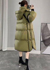 Fashion Army Green Hooded Zippered Patchwork Duck Down Canada Goose Coats Winter GK-DJK220830