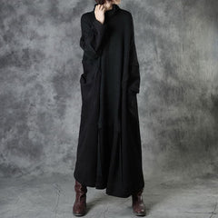 Fashion Black Turtleneck Patchwork Corduroy Fall Long Sweater WF-NSD210915