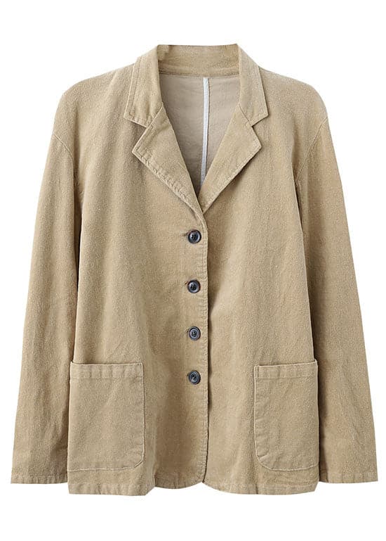 Fashion Blue PeterPan Collar Pockets Button Patchwork Fall Corduroy Coat GK-CTS211012