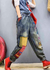 Fashion Blue patch applique denim harem Pants BSNZK-LPTS211124