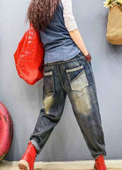 Fashion Blue patch applique denim harem Pants BSNZK-LPTS211124