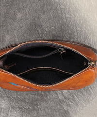 Fashion Brown Multicolour Feather Embossing Calf Leather Satchel Handbag ZP-BGS220816