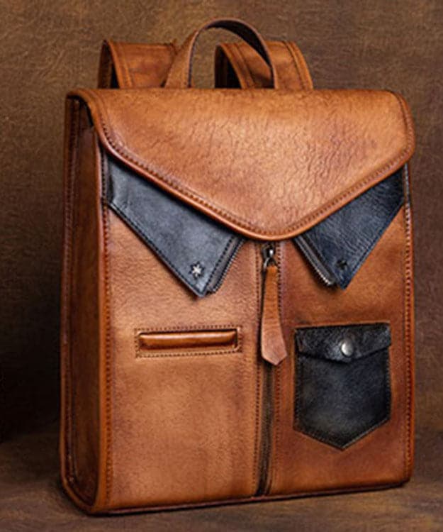 Fashion Brown Versatile Paitings Calf Leather Backpack Bag BGS211230