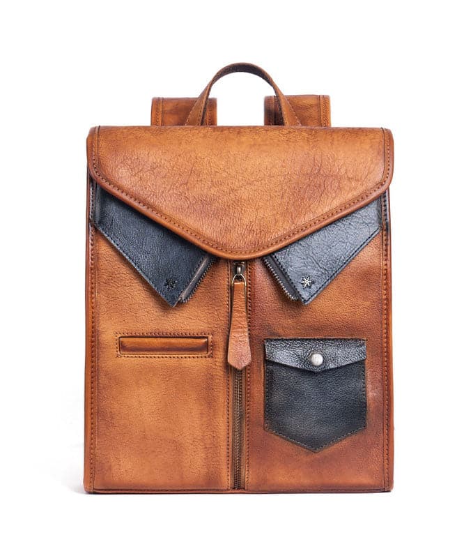 Fashion Brown Versatile Paitings Calf Leather Backpack Bag BGS211230