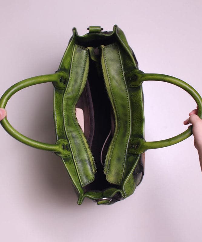 Fashion Green Patchwork Calf Leather Rivet Tote Handbag ZP-BGS220816