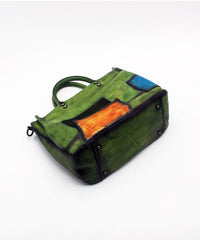 Fashion Green Patchwork Calf Leather Rivet Tote Handbag ZP-BGS220816