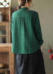 Fashion GreenPeter Pan Collar Button Fall Asymmetrical Design Top Long Sleeve GK-LTP210819