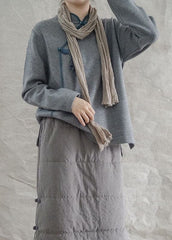 Fashion Grey Loose Oriental Fall Knit Long Knit sweaters GK-NTP211015