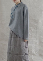 Fashion Grey Loose Oriental Fall Knit Long Knit sweaters GK-NTP211015