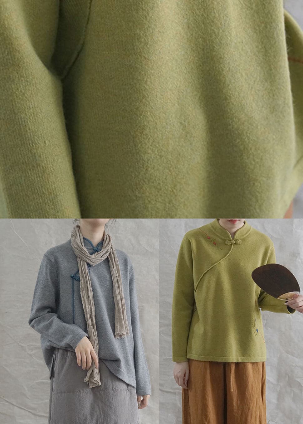 Fashion Grey Loose Oriental Fall Knit Long Knit sweaters GK-NTP211015