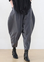 Fashion Grey Pockets Patchwork Elastic Waist Corduroy Lantern Pants Fall AM-CPTS220905