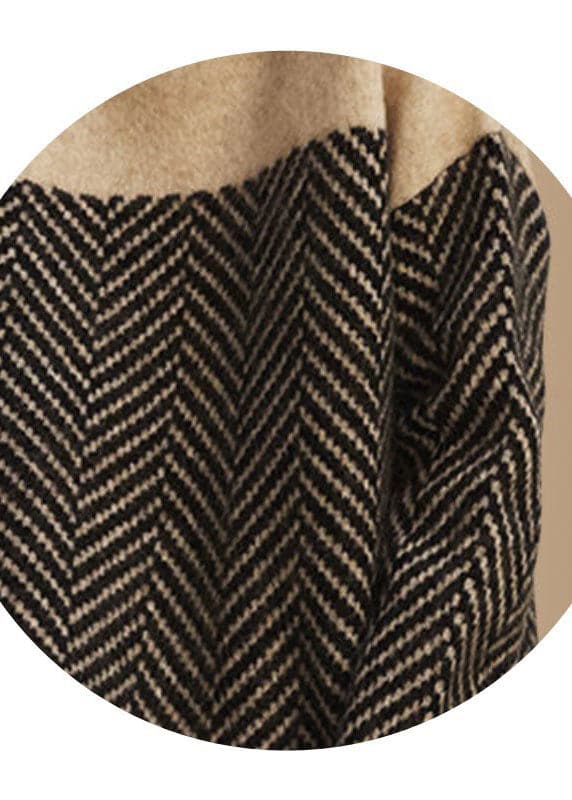 Fashion Khaki Turtle Neck Patchwork Knit Pullover Winter BSNIT-NTP211201