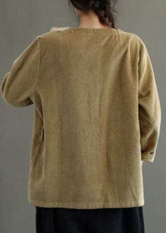 Fashion Khaki button V Neck Corduroy coats Spring GK-CTS220127