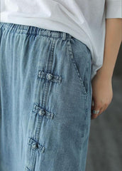 Fashion Light Blue Asymmetrical Design Button A Line Pockets Fall Skirts GK-SKTS210819