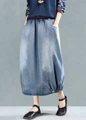 Fashion Light Blue Elastic Waist Pockets Cotton Denim Skirt Summer gk-SKTS220503