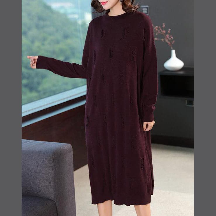 Fashion Loose Pure Color Knitted Dresses Women Casual Clothes NSD181127