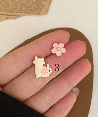 Fashion Red Animal Zircon Metal Asymmetrical Design Stud Earrings Jew-EAR220805