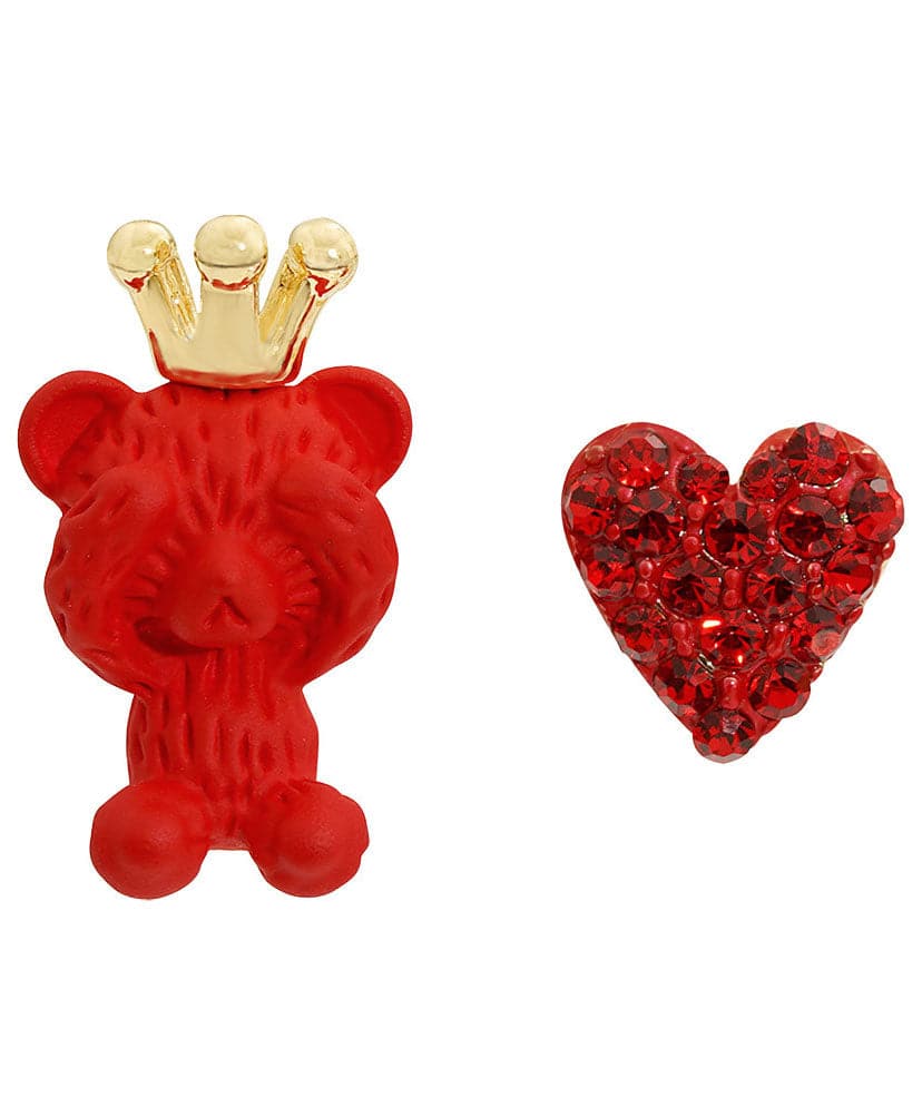 Fashion Red Animal Zircon Metal Asymmetrical Design Stud Earrings Jew-EAR220805