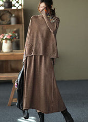 Fashion Red Oriental hooded Knit Fall Two Pieces Set GK-NTP211019