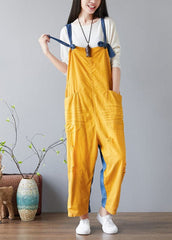 Fashion Yellow pockets Patchwork denim Jumpsuit Spring YSBS-JPTS220118