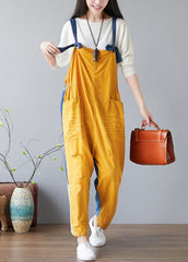 Fashion Yellow pockets Patchwork denim Jumpsuit Spring YSBS-JPTS220118