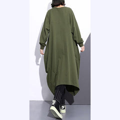 Fashion army green long coat oversize O neck asymmetrical design outwear Fashion zippered coats AT-TCT180910