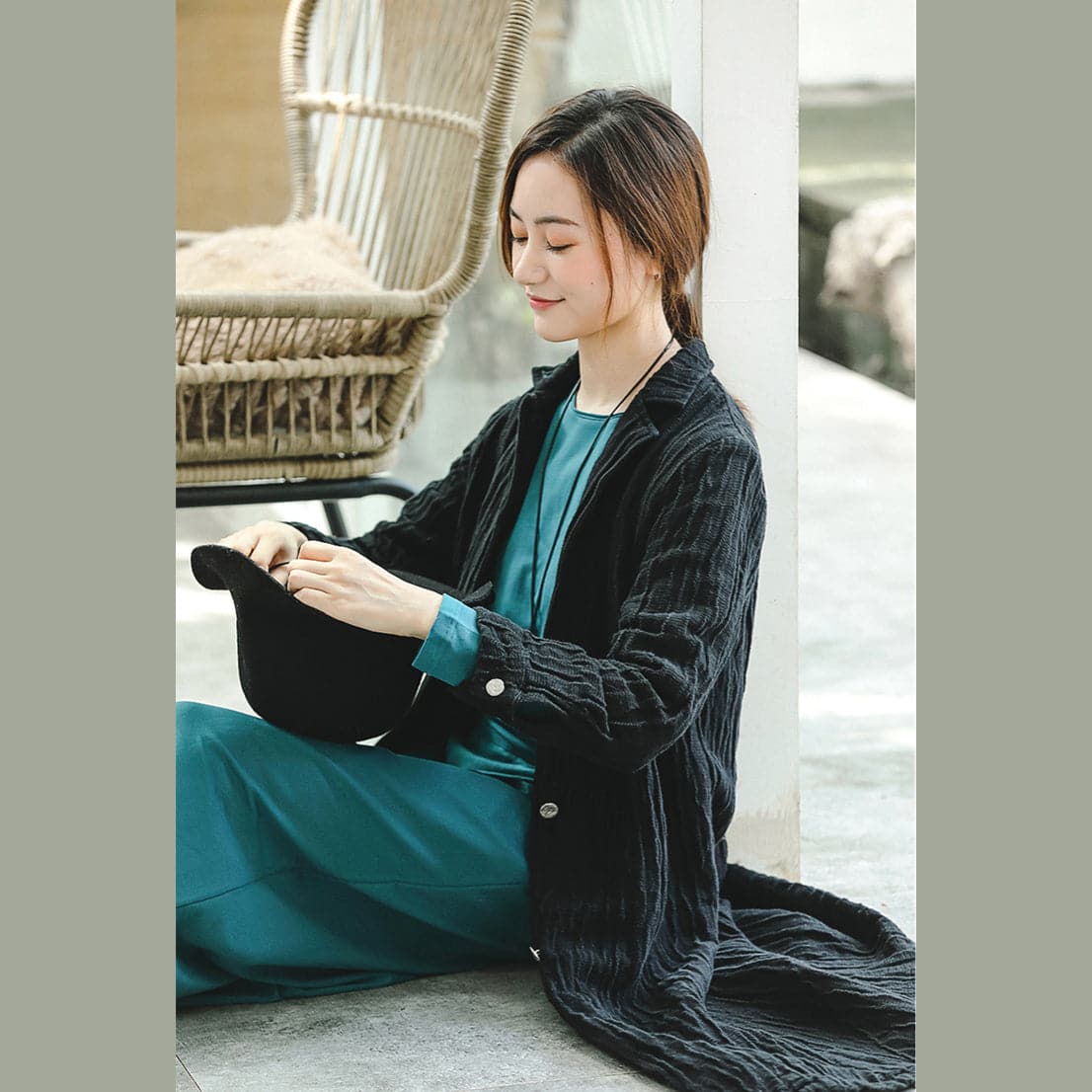 Fashion black Coat trendy plus size Notched pockets Winter coat boutique long sleeve coat TCT180921