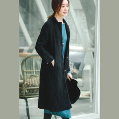 Fashion black Coat trendy plus size Notched pockets Winter coat boutique long sleeve coat TCT180921