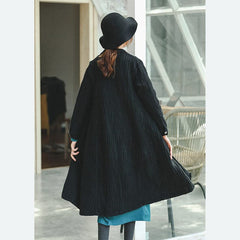 Fashion black Coat trendy plus size Notched pockets Winter coat boutique long sleeve coat TCT180921