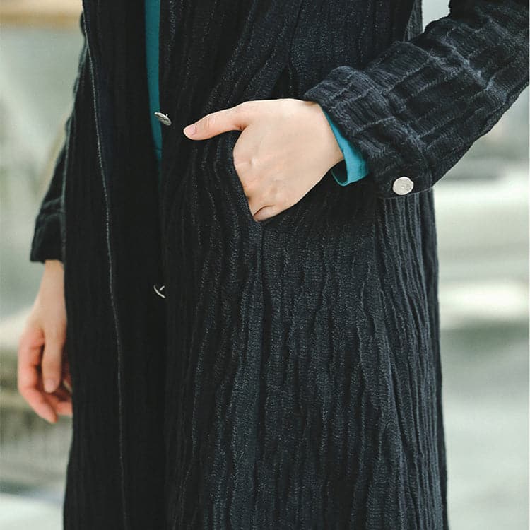 Fashion black Coat trendy plus size Notched pockets Winter coat boutique long sleeve coat TCT180921
