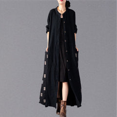 Fashion black Plaid Coats plus size patchwork Coat Fashion large hem Coat TCT180925