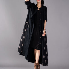 Fashion black Plaid Coats plus size patchwork Coat Fashion large hem Coat TCT180925
