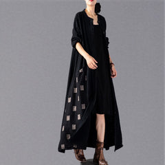 Fashion black Plaid Coats plus size patchwork Coat Fashion large hem Coat TCT180925
