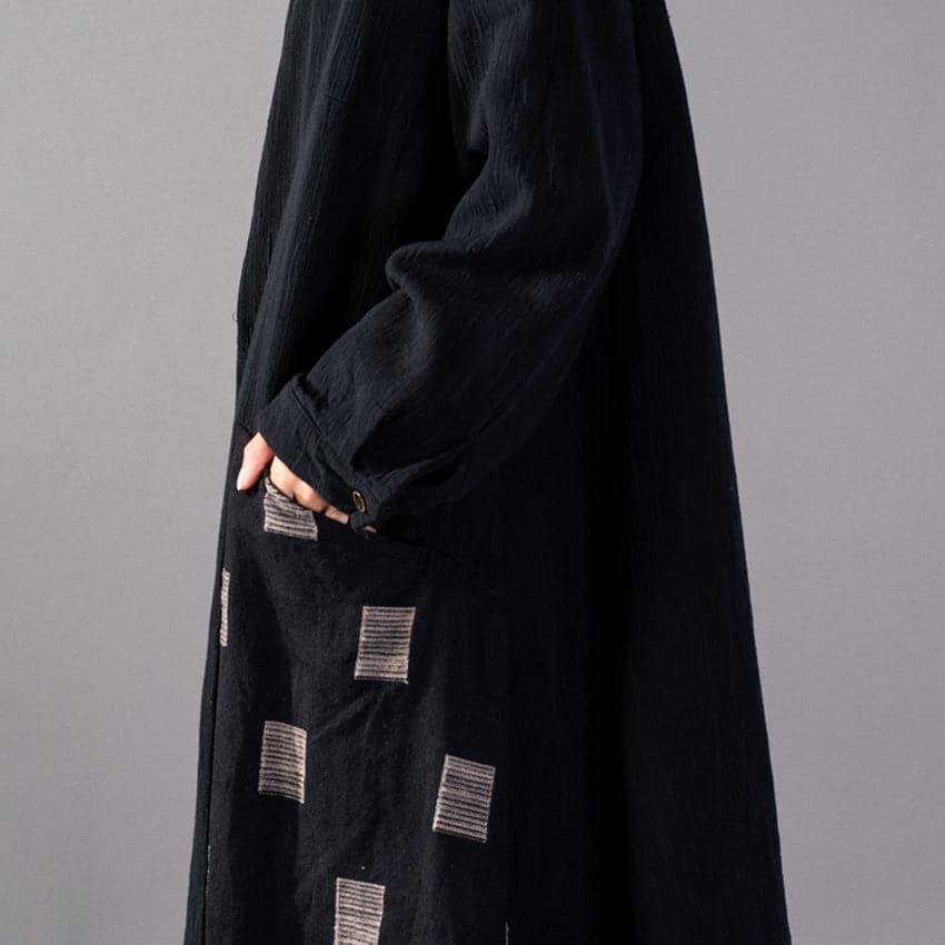 Fashion black Plaid Coats plus size patchwork Coat Fashion large hem Coat TCT180925