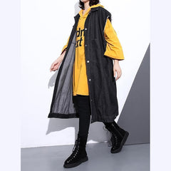 Fashion black coat Loose fitting lapel Coats fine pockets sleeveless coat AT-CTS180910