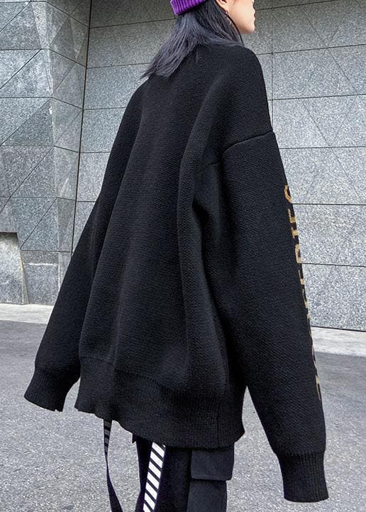 Fashion black knitted t shirt high neck Loose fitting spring knitted blouse AT-NTP191231