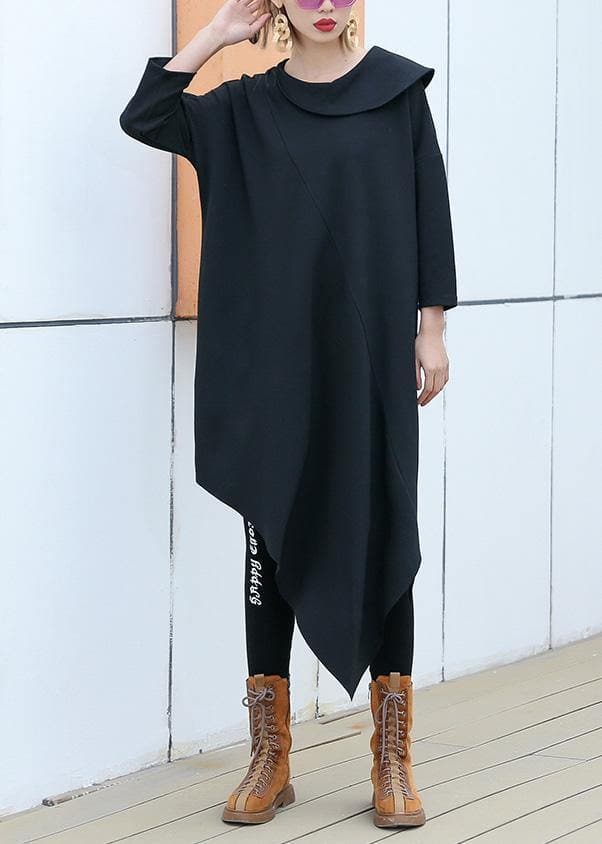 Fashion black patchwork cotton outfit o neck half sleeve Robe summer Dresses AT-SDL190411