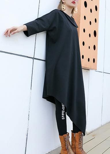 Fashion black patchwork cotton outfit o neck half sleeve Robe summer Dresses AT-SDL190411